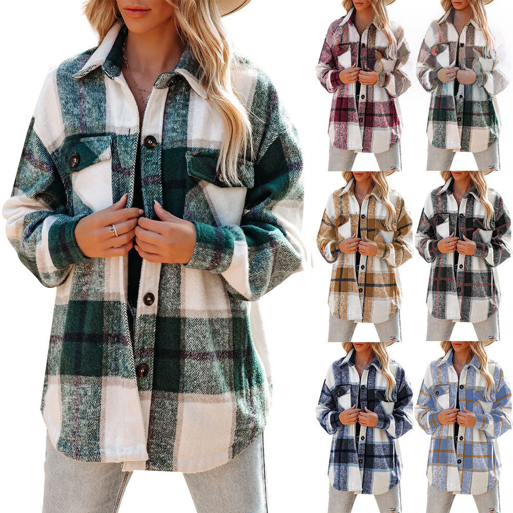 Giacca camicia a quadri donna cappotto tweed largo classico_voghion.com