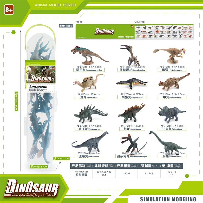 Cross-border simulación mini Jurásico Tyrannosaurus Triceratops muñeca dragón modelo pequeño dinosaurio enlatado decoración de escritorio juguete