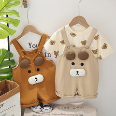 Children's clothing boys summer overalls suit 2024 new children's handsome and fashionable summer clothes baby fashionable clothes trendy