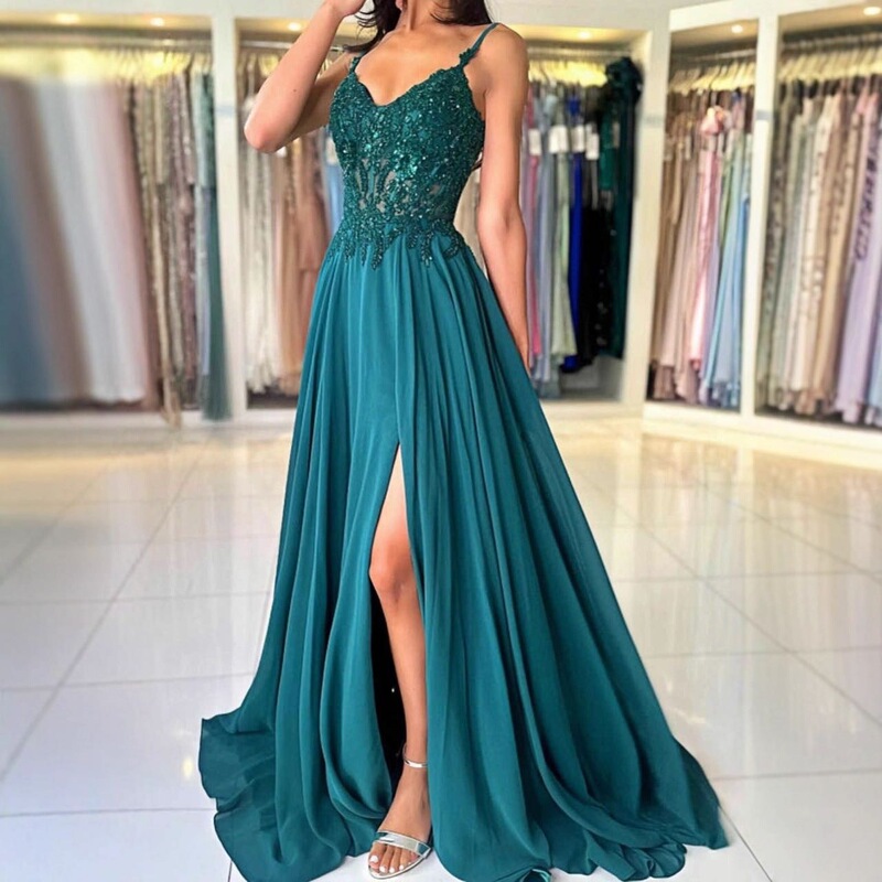 European and American Style Dresses Amazon 2026 New Cross-Border Strapless Slim-Fit Slit Chiffon Appliqué Ball Gown Dress European and American Style Dresses Amazon 2026 New Cross-Border Strapless Slim-Fit Slit Chiffon Appliqué Ball Gown Dress