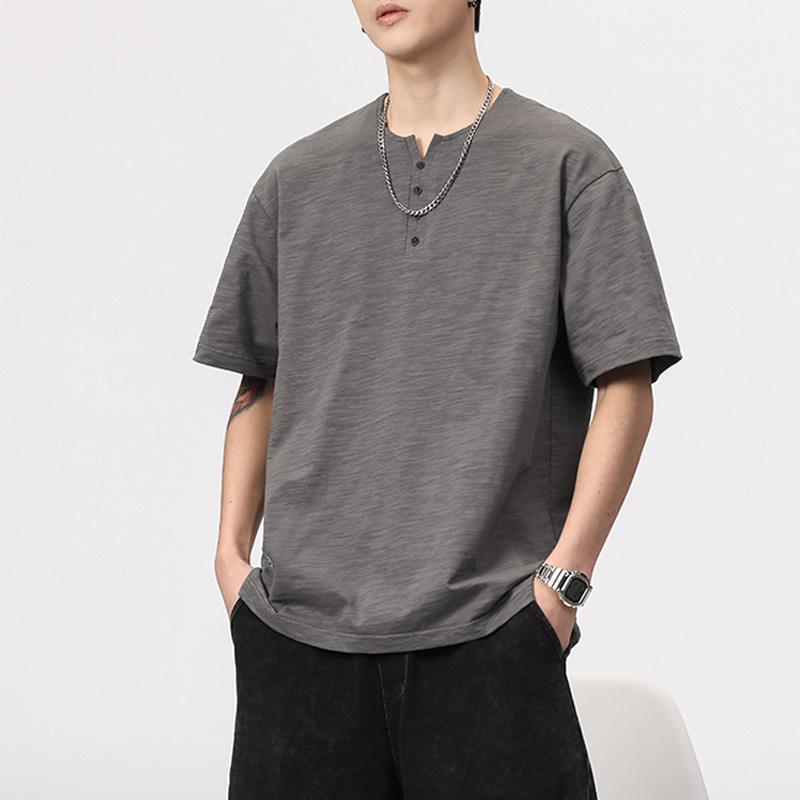 Polo Shirt Short-Sleeved T-Shirt Men's Trendy Brand Chinoiserie Linen Top Trendy Versatile New Chinoiserie T-Shirt Wholesale