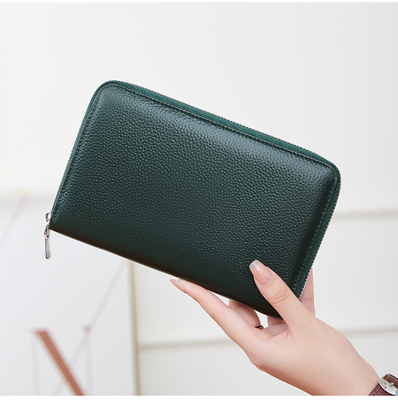 Gepäck & Taschen Oberschicht Rindsleder RFID Reisepasstasche Reißverschluss lange Passbuchtasche multifunktionale Dokumententasche große Kapazität echtes Leder Clutch_voghion.com