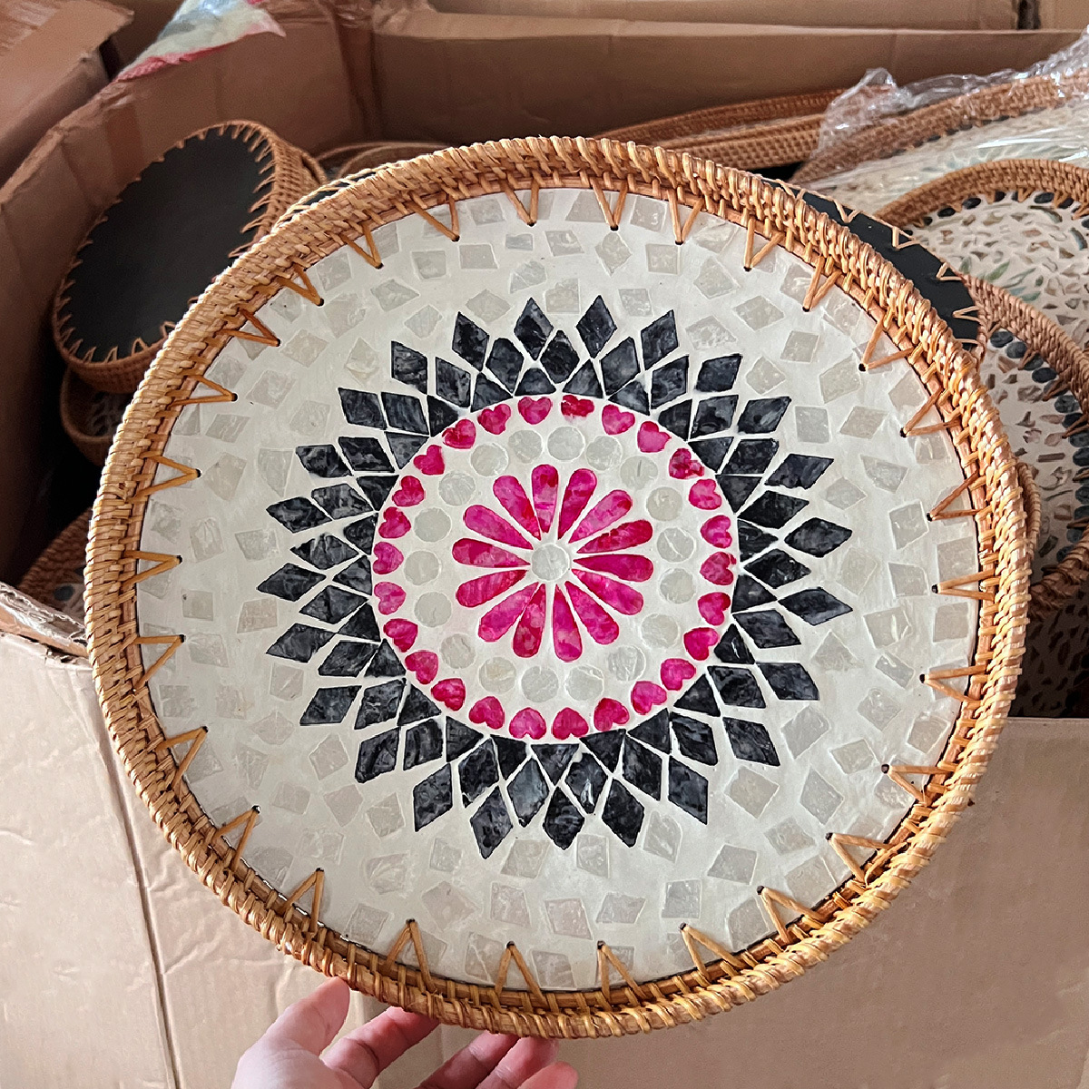 Juego de Cestas de Mimbre Natural Hechas a Mano para Almacenamiento en Escritorio, Sala de Estar, Frutas, Té y Aperitivos, Venta al por Mayor