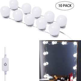 免打孔粘贴好莱坞触摸调光化妆镜子灯三色光化妆台灯泡镜子打光灯