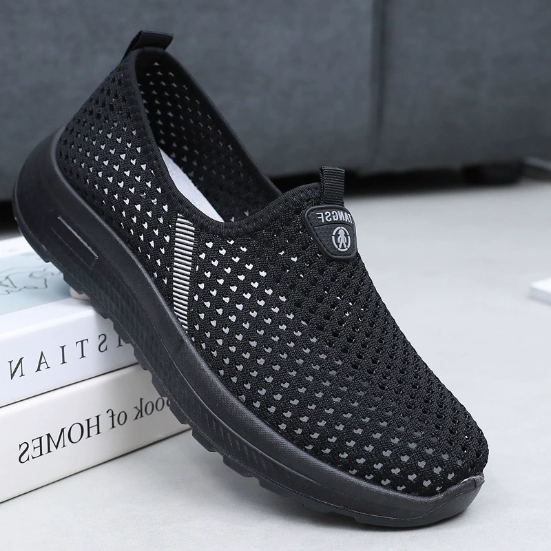 Летние мужские тканевые туфли в стиле старого Пекина, сетчатые туфли с крупной сеткой, дышащие туфли с тонкой сеткой, мягкая подошва с перфорацией, нескользящие сандалии для пап.