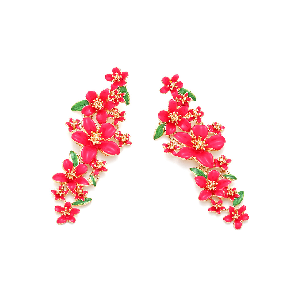 1 Pair Casual Sweet Flower Enamel Zinc Alloy Drop Earrings display picture 6