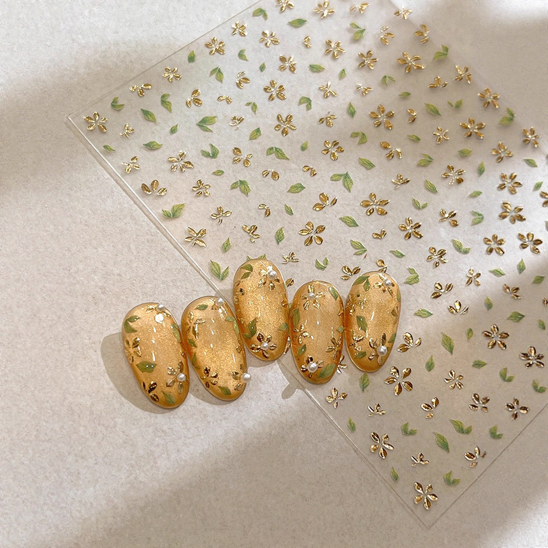 New Hot Stamping Flower Nail Art Stickers Rose Gold Five-Petal Small Flower Popular Fresh Floral Nail Stickers with Adhesive Backing New Hot Stamping Flower Nail Art Stickers Rose Gold Five-Petal Small Flower Popular Fresh Floral Nail Stickers with Adhesive Backing