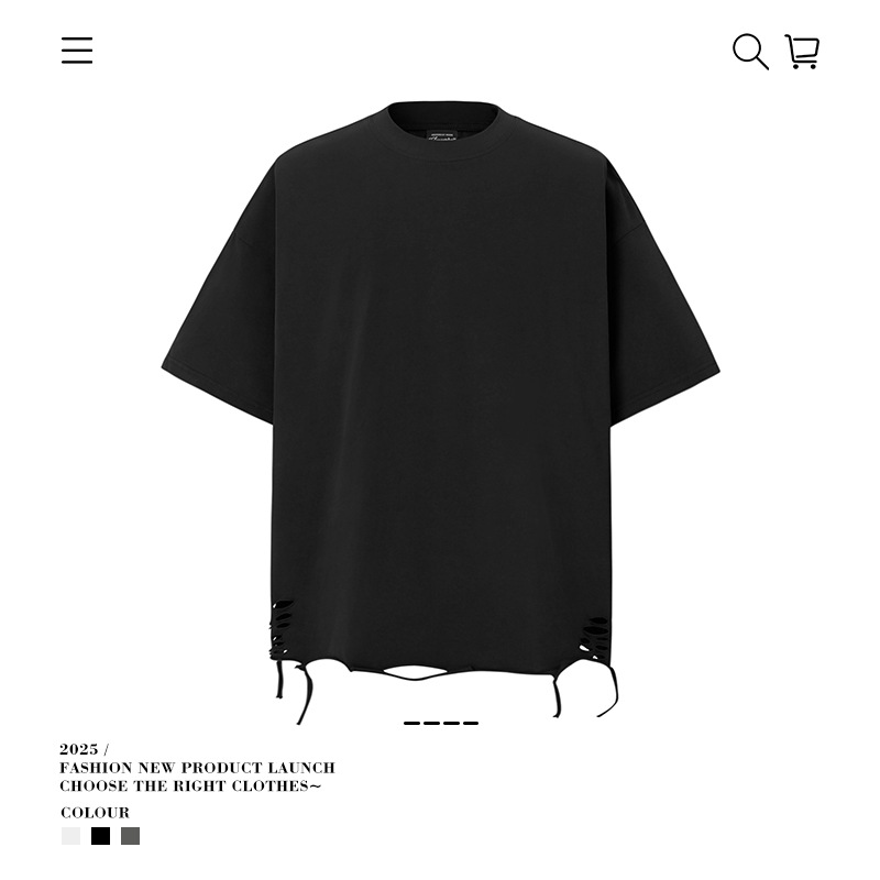 Camiseta de manga corta apilada en la calle alta de la marca de moda pesada de 250g para hombres de algodón puro con camisa de fondo suelta para hombres de verano