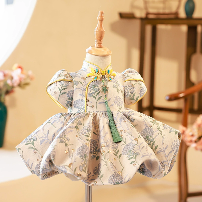 Девушки в китайском стиле годовалые платья для девочек Летние дети