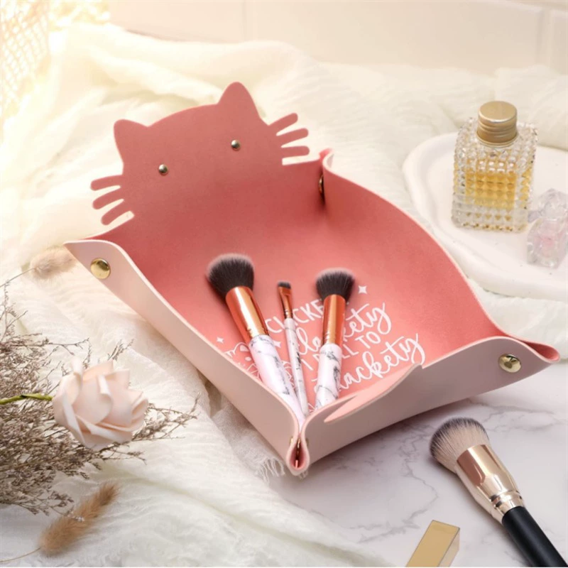 Трансграничный новый складной кожаный накопитель креативный дизайн кошачья игра в форме кости поднос для хранения мусора