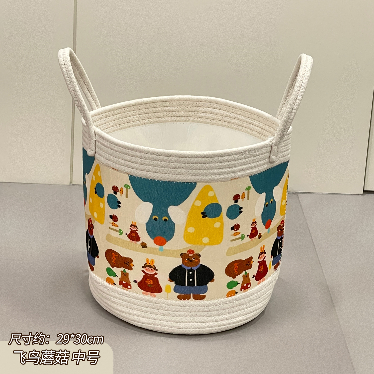 Cesta de almacenamiento plegable de dibujos animados cesta de ropa sucia tejida caja de almacenamiento de juguetes para niños cesta de ropa sucia cubo de almacenamiento de dormitorio lavable