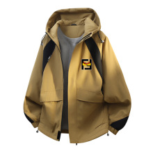 高质量潮牌休闲外套青少年学生时尚冲锋风衣秋冬加绒连帽保暖夹克
