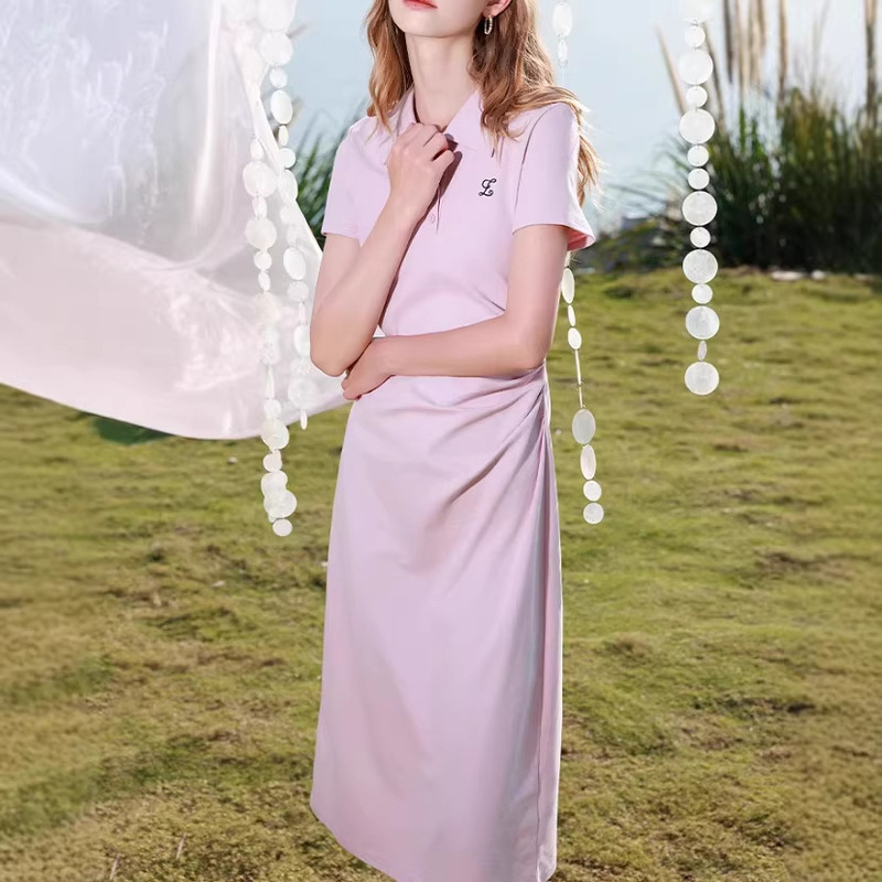 2026 Spring New Embroidered Dress Short-Sleeved Waist-Cinching A-Line Skirt Mid-Length Women's D411Xm406L20D