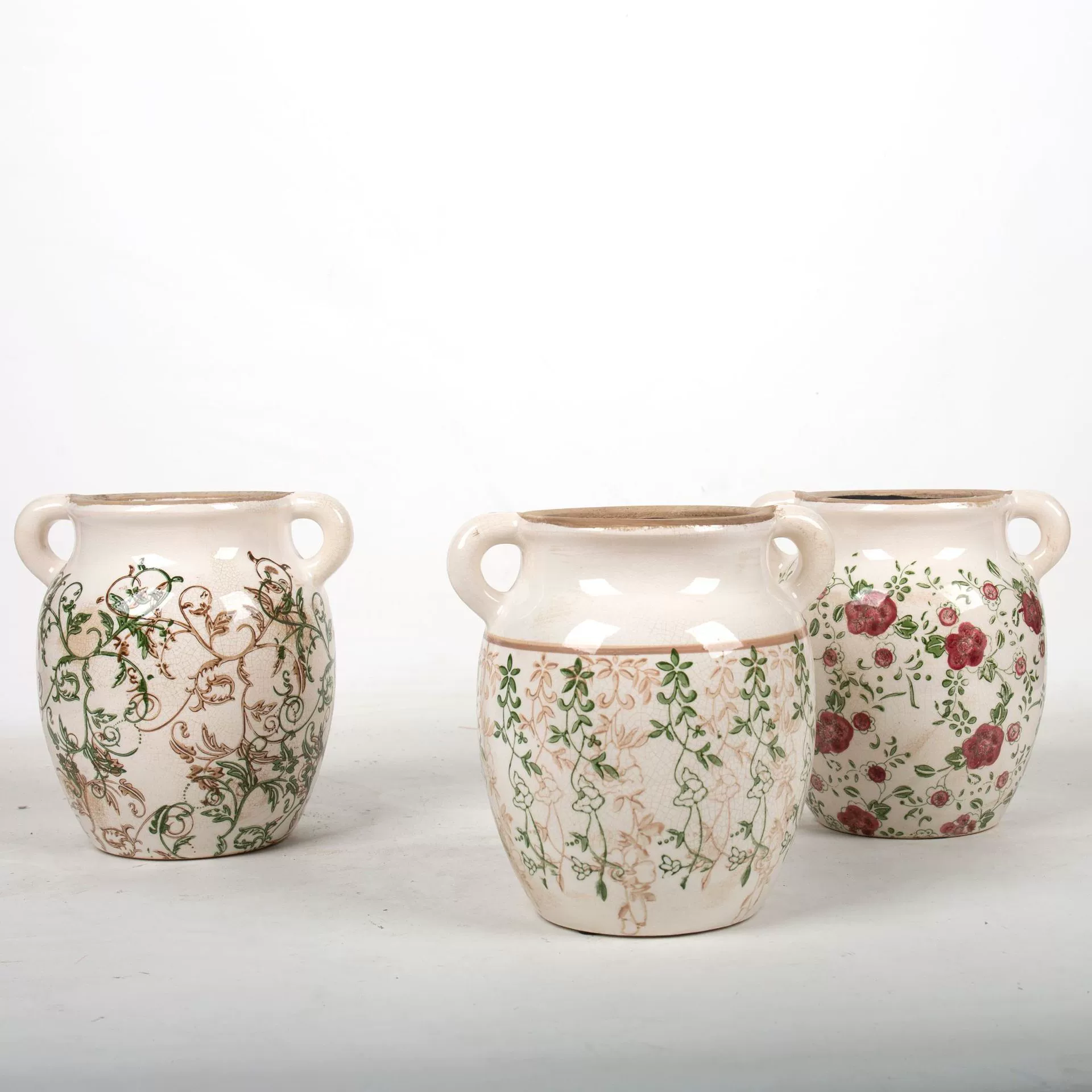 Винтажный старомодный американский стиль ледяные трещины Сожженный цветочный гончарный горшок бинауральная ваза для цветов Вставка гончарная глазурь китайское классическое мягкое платье