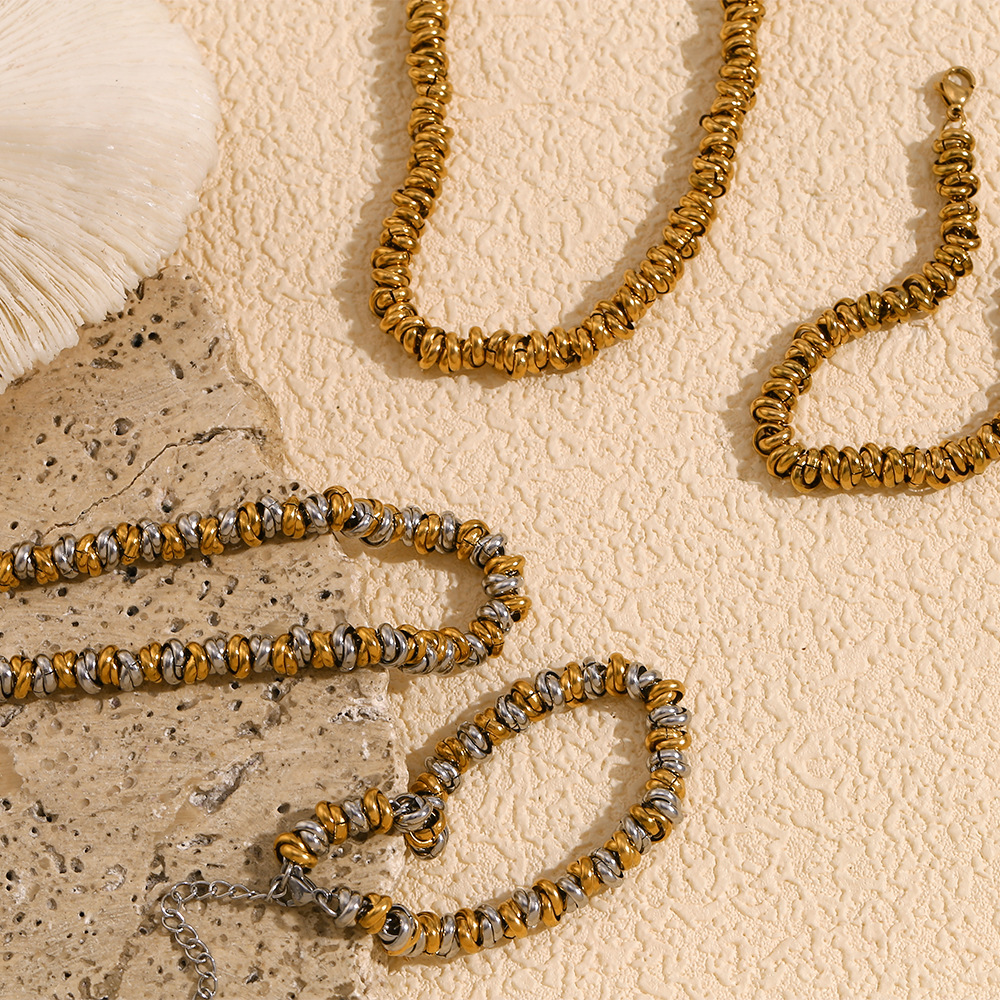 Plated 18K Gold Stainless Steel Necklace Bracelet