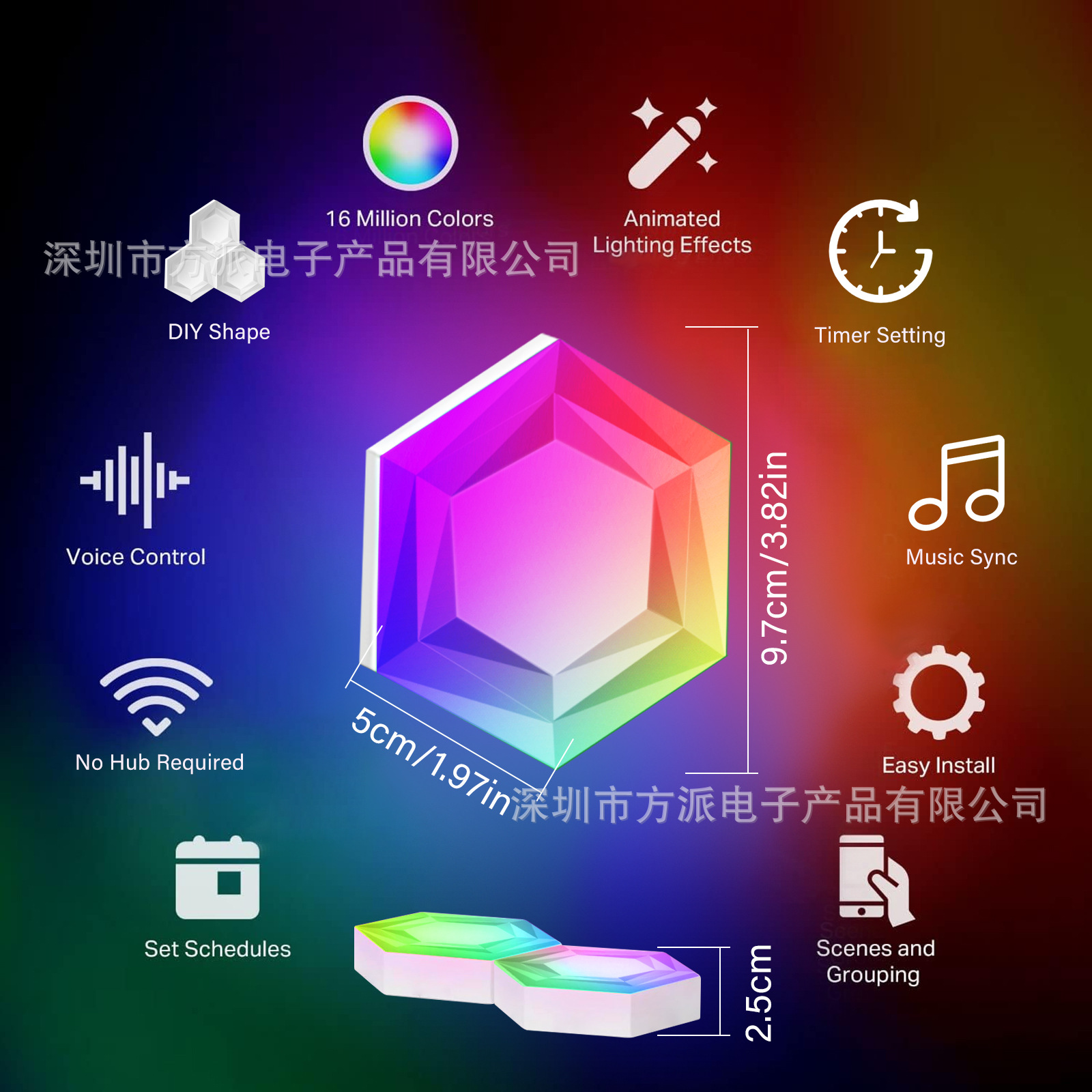 Luz ambiental para gaming, lámpara modular con control por voz y APP