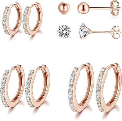 跨境欧美热卖18k金锆石耳环彩色锆石满钻耳扣环状简约耳饰套装|ms
