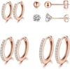 跨境欧美热卖18k金锆石耳环彩色锆石满钻耳扣环状简约耳饰套装|ms