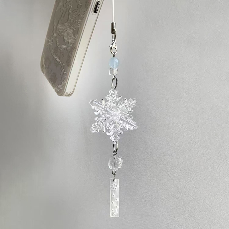 [Blue Ice Big Snowflake] Ccd Lanyard Handmade Beads Homemade Girly Heart Ins Mobile Phone Chain Cute Mobile Phone Pendant
