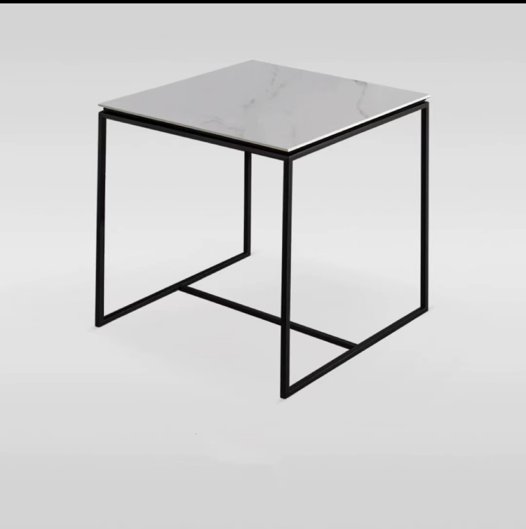 Mesa lateral de sofá de pizarra de roca, mesa de esquina de celebridades de Internet de alta gama de lujo ligero, mesa de borde estrecho, mesita de noche, sala de estar, mesa de centro cuadrada minimalista, mesa baja