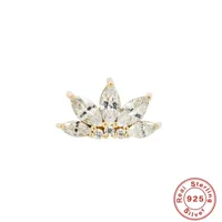 Серьги-проколы из стерлингового серебра 925 пробы с короной и бриллиантами, конский глаз, Шариковая нить, женские европейские и американские трансграничные Горячие Элегантные ушные гвозди