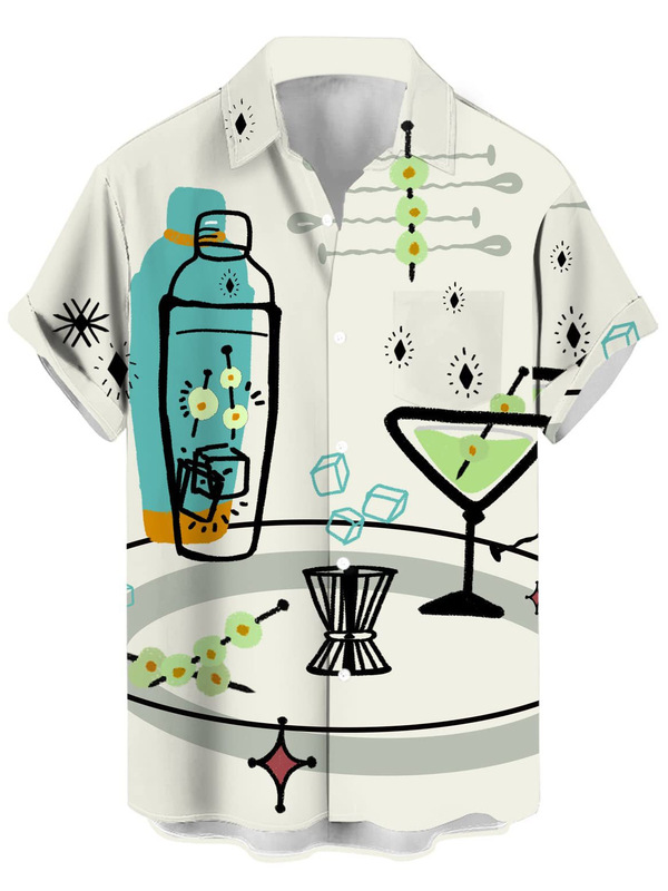 Hawaiian Men's 3D Digital Printed Short-Sleeved Lapel Large Size Shirt Independent Station Amazon Export Order