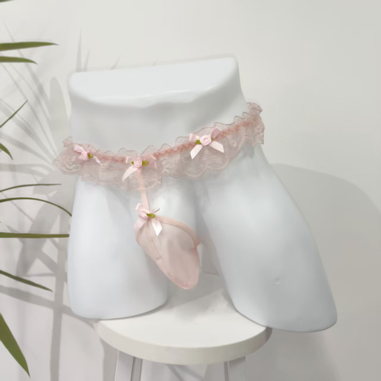 Perizoma uomo rosa con pizzo intimo sexy trasparente a stringa_voghion.com