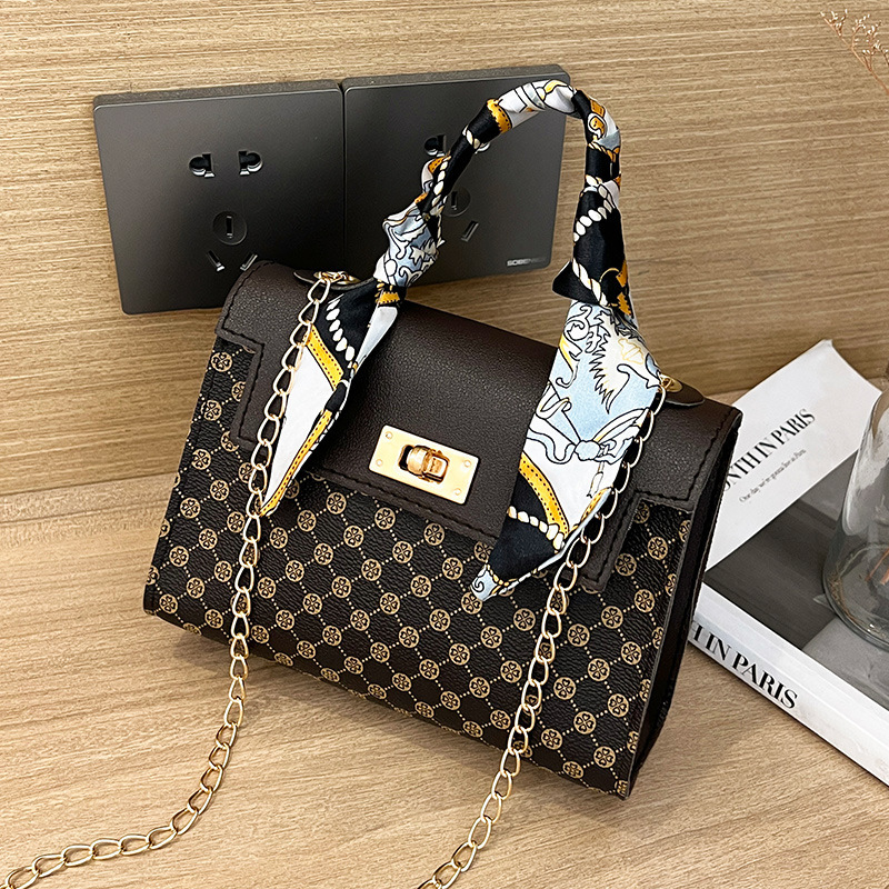 Bolso para mujeres 2024 moda velha flor bufandas de seda de puntos bolso cuadrado para mujeres cadena bolso de hombro bolso de comercio exterior transfronterizo image 10