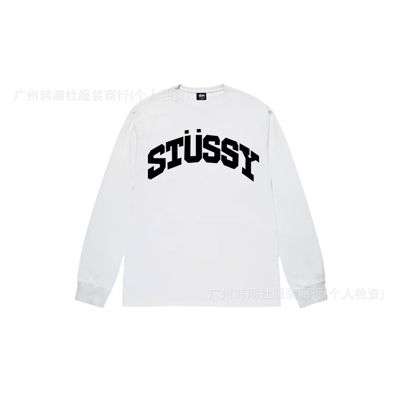 25S跨境斯图西长袖印花t恤美式潮牌STUSSY圆筒布休闲宽松男女同款|undefined