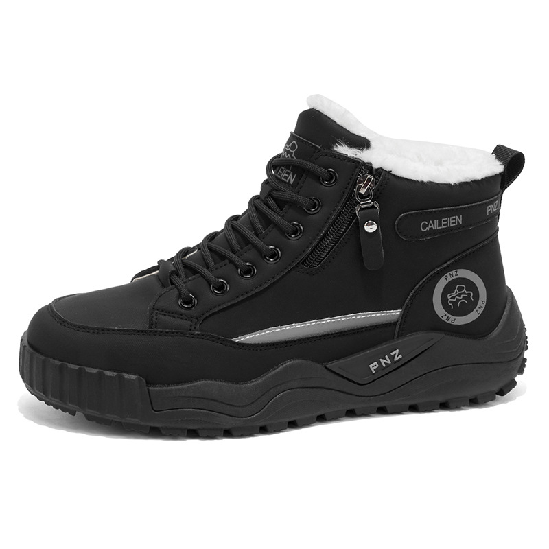 Zapatos masculinos en invierno con terciopelo y botas Martin altas para hombres británicos suelas gruesas retro engrosadas y zapatos de algodón cálidos, ropa de trabajo, zapatos cortos