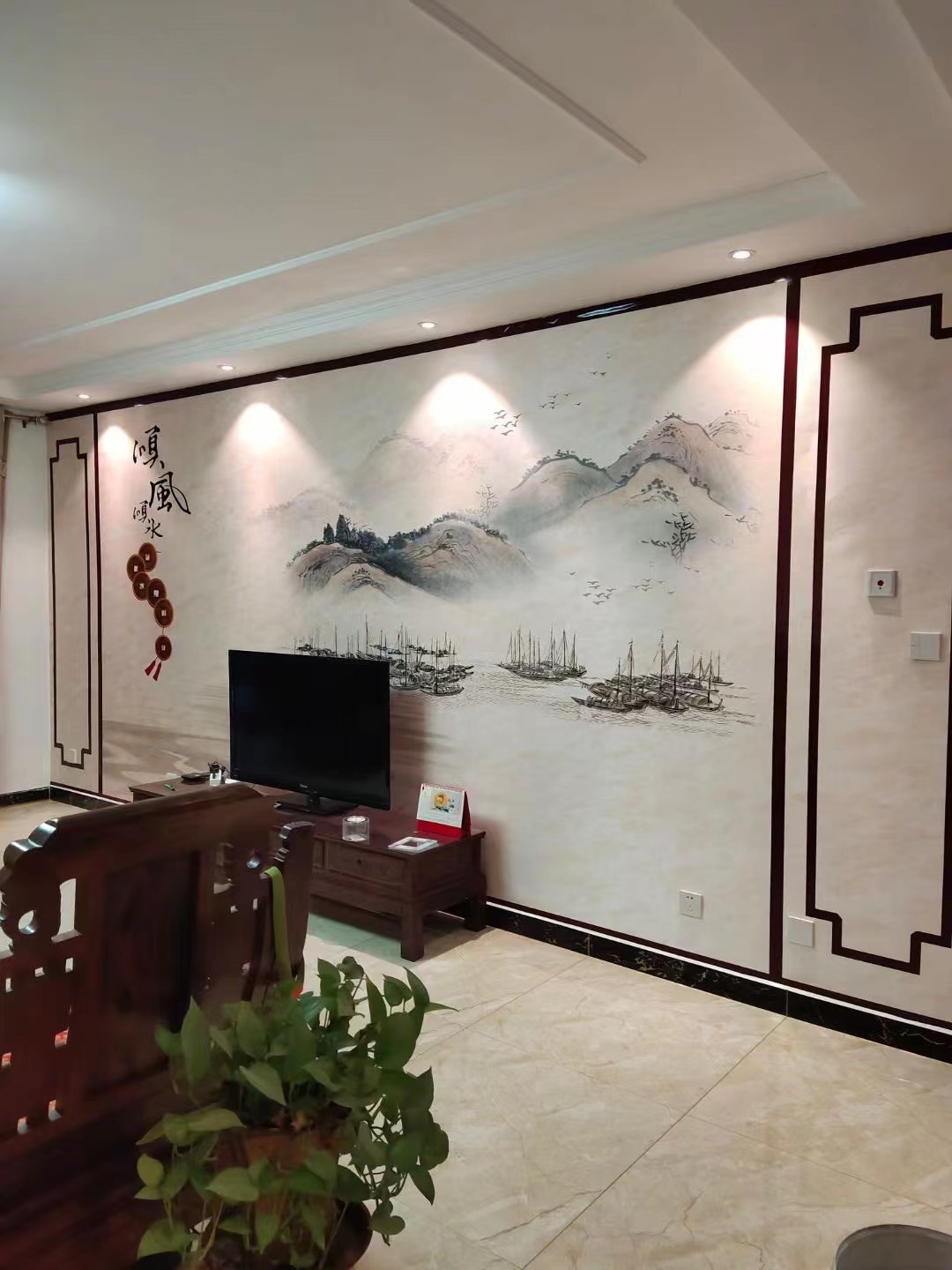 新中式山水背景墙