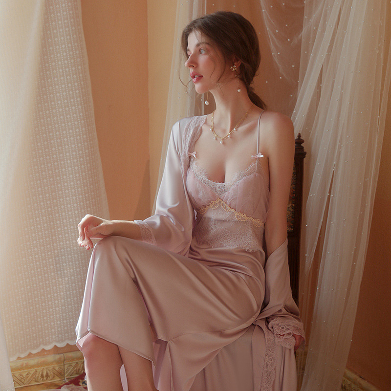 Sexy Pajamas Spring and Summer Ice Silk 2024 New Nightgown Sling Nightgown Spring and Autumn High-end Long Pure Desire Wind