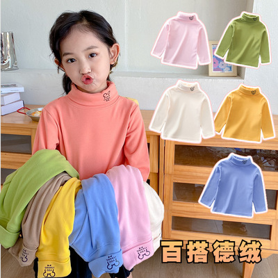 children Long sleeve keep warm Base coat Underwear Solid men and women High collar jacket girl Base coat