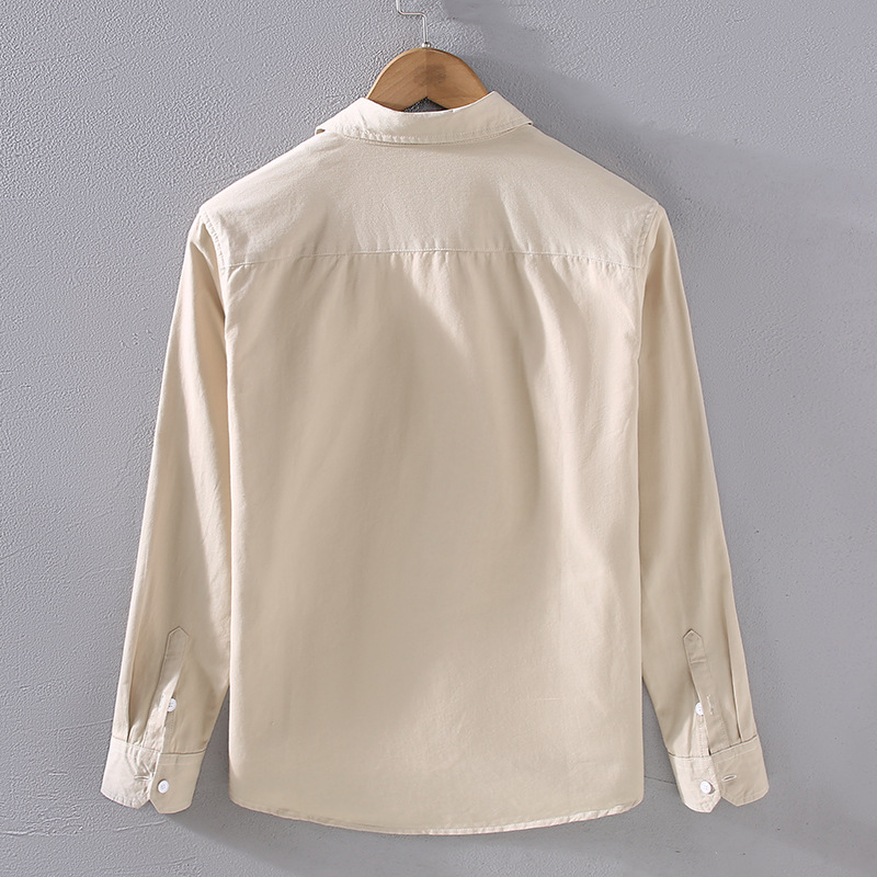 Camicia casual uomo stile coreano minimalista maniche lunghe_voghion.com