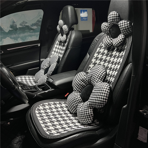 Houndstooth car seat cushion, classic ice silk honeycomb breathable anti-slip car seat cushion, internet celebrity female car seat cushion