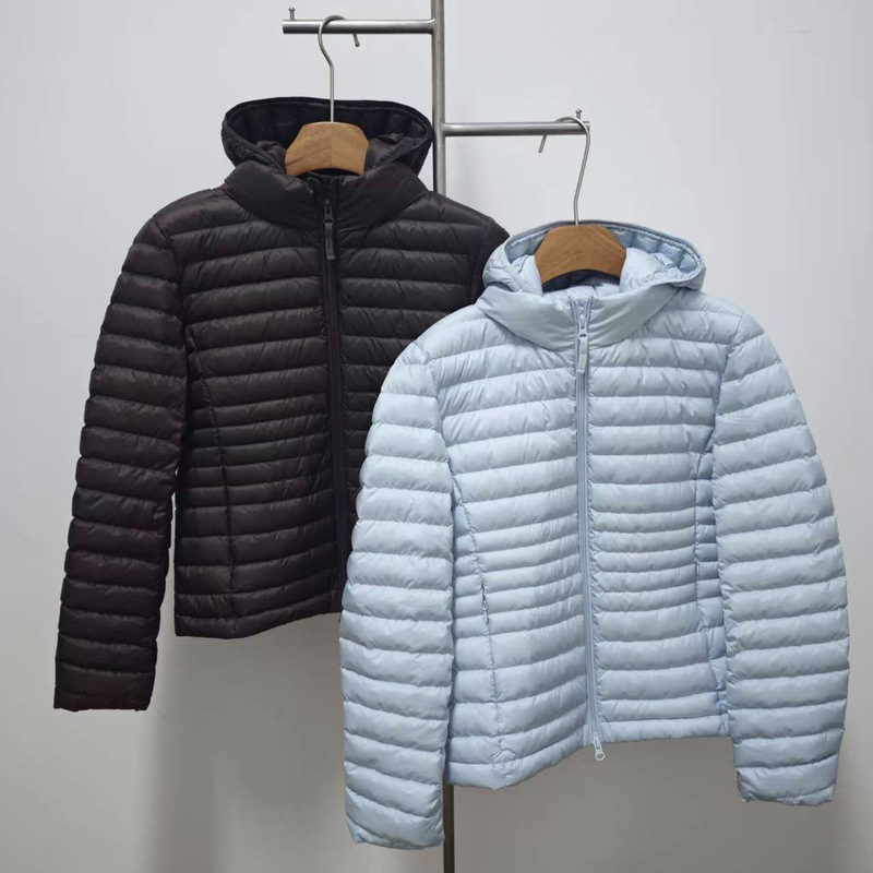 Casual Design Detachable Hat Stand Collar Right Shoulder down Jacket Dark Coffee/Light Blue/Off-White/Black