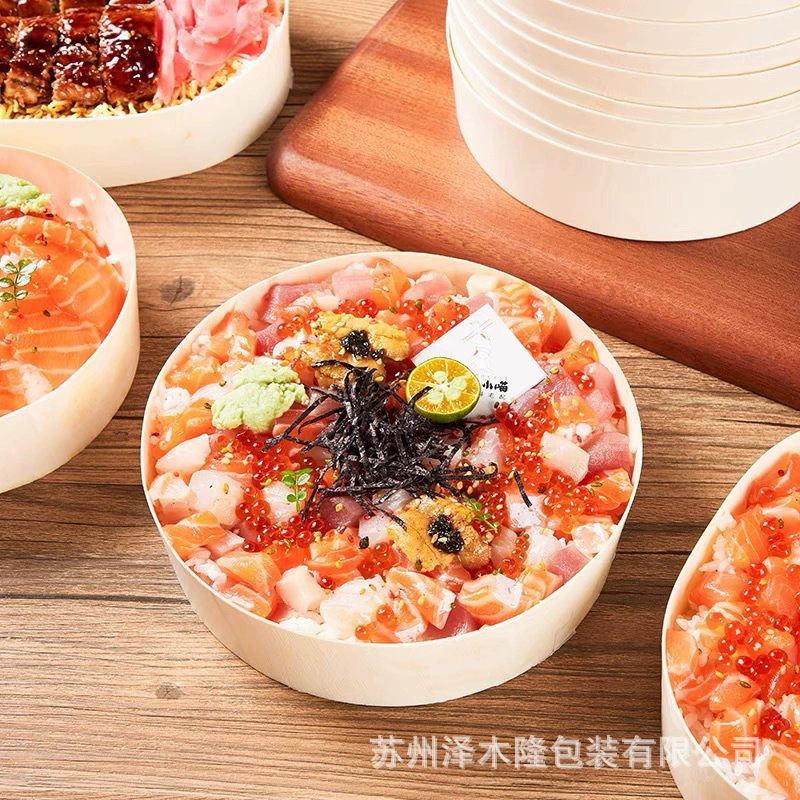 Одноразовые круглые деревянные коробки деревянный торт выпечка упаковочная коробка прозрачная крышка овальная упаковка коробка для еды коробка