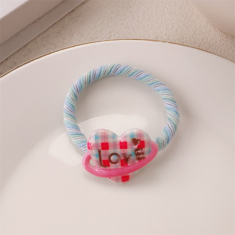 Nuevo anillo de cabello de amor a rejilla niña linda corda de cabeza de color grueso alta elástica universal banda de goma adornos para el cabello