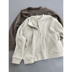 おばあちゃんの優しい両面のベルベットの厚いコートのゆるい立襟ファスナーのベルベットの秋冬カジュアルな女性