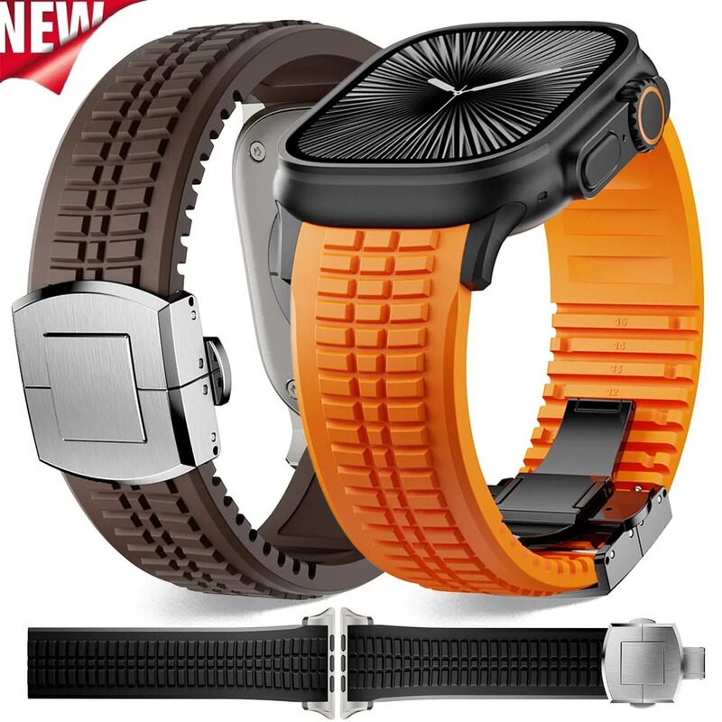 New Product Suitable for Apple Apple Watch 7-10 Generation Fluororubber Double Snap Strap New Product Suitable for Apple Apple Watch 7-10 Generation Fluororubber Double Snap Strap