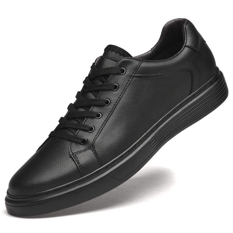 White shoes men's leather shoes flat lace-up soft leather casual sports shoes men's simple all-match low-top board shoes men White shoes men's leather shoes flat lace-up soft leather casual sports shoes men's simple all-match low-top board shoes men