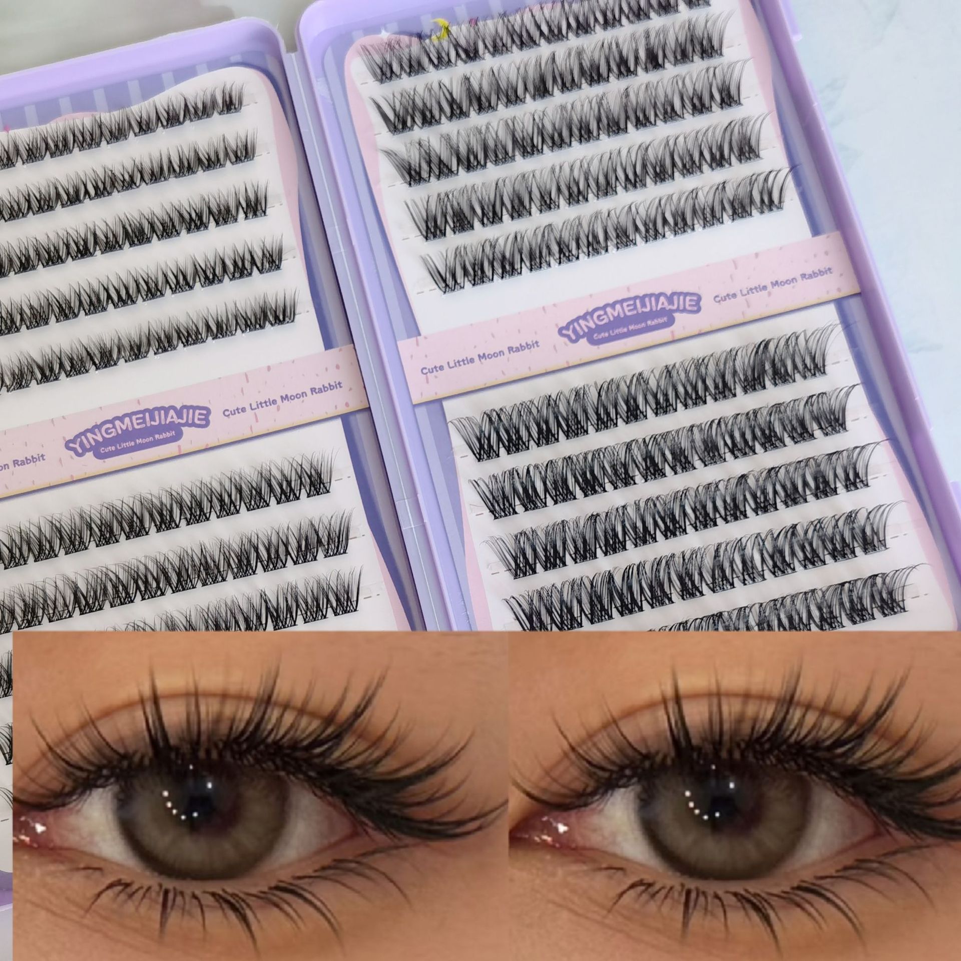 Las pestañas falsas transfronterizas sin pegamento en Europa y los Estados Unidos, el nuevo libro de pestañas hechas a mano, pestañas seccionales sin pegamento, pestañas falsas