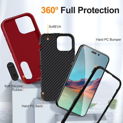 Cross-border applicable iPhone 15 Pro Max case defender three-in-one Apple 11 with stand XR protective cover