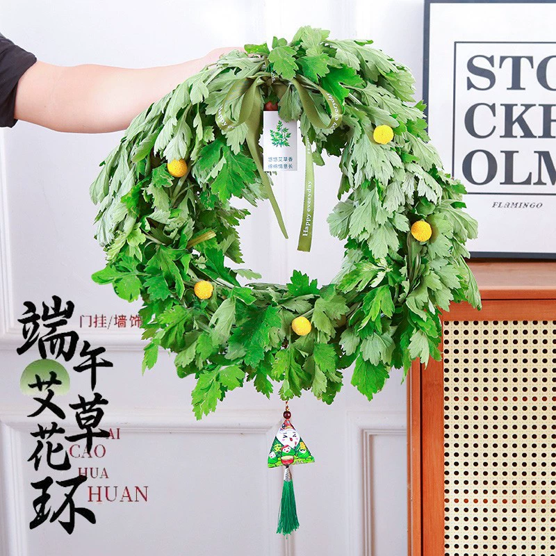Фестиваль лодок-драконов, венок из полыни, дверной подвесной подарочный ящик, букет вечной травы, свежие подвесные украшения для лодки-дракона, праздничный саше ручной работы, оптовая продажа