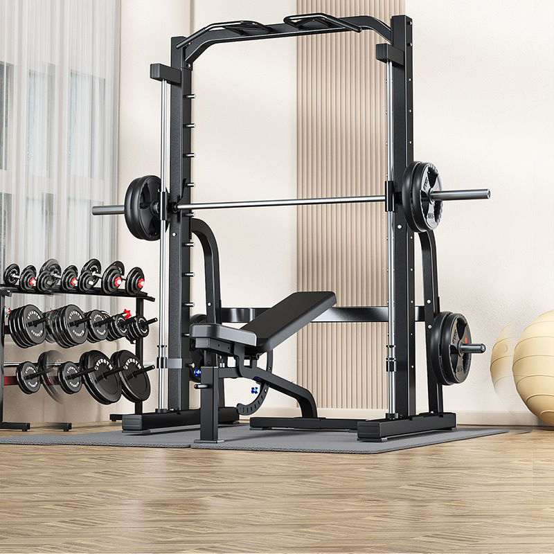 Equipo de ejercicios comerciales pórtico levantamiento de peso horizontal empuje en cuclillas marco doméstico máquina Smith dispositivo de entrenamiento integral multifuncional