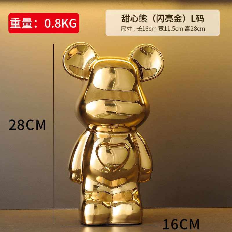 卸売セラミック暴力的なクマの装飾品、貯金箱、リビングルームの軽奢で高級な新築祝いの装飾、ワインキャビネットの装飾品|undefined