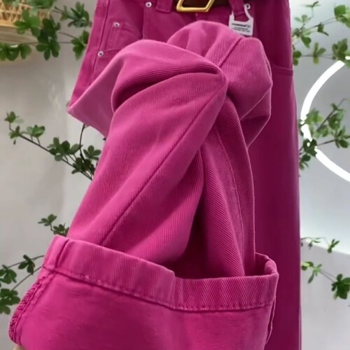 Dragon Fruit Color Slim Fit Wide Leg Women's Autumn/Winter New Loose High-Waist Slimming Plus Size Straight Leg Pants
