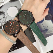 韩国大表盘女士皮带手表中性时尚潮流休闲男女表日历复古