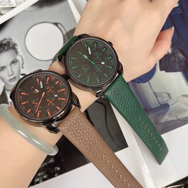 韩国大表盘女士皮带手表中性时尚潮流休闲男女表日历复古