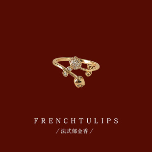 ������΢��ʯ�14K��ָ �_�ڿ��{��ʳָ�� ins��������ָ�h���S